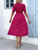 Eva | Floral Puff Sleeve Midi Dress | Feminine and Effortlessly Chic