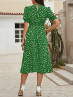 Eva | Floral Puff Sleeve Midi Dress | Feminine and Effortlessly Chic