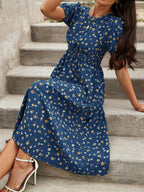 Eva | Floral Puff Sleeve Midi Dress | Feminine and Effortlessly Chic