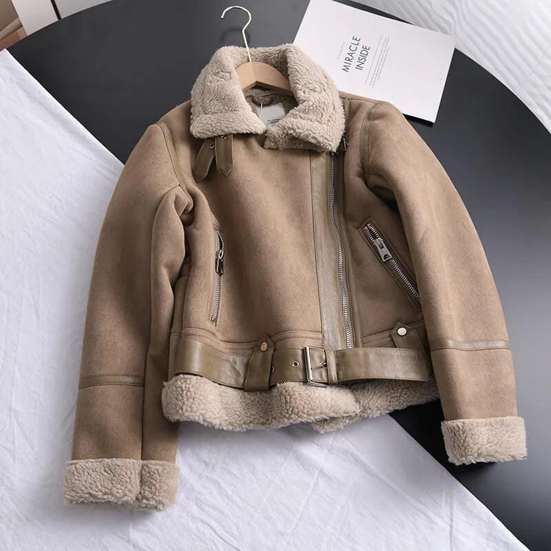 Ashley | Women's Short Suede Jacket, Minimalist Casual Outerwear for Fall
