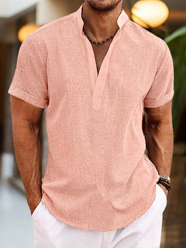 Aldo | Men’s Breathable Summer Henley Shirt | Lightweight Short Sleeve Casual Essential