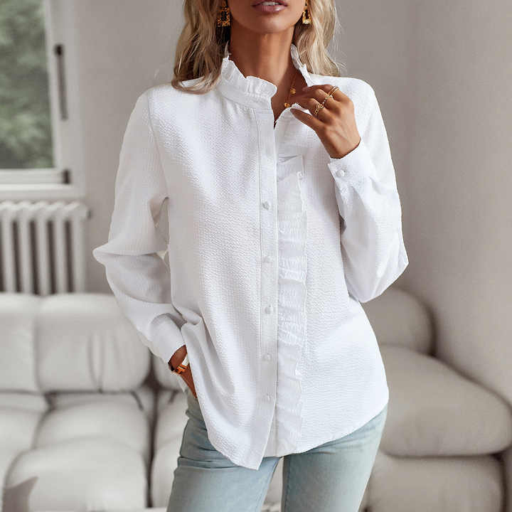 Cara | Women's Elegant Ruffle Collar Blouse | Feminine and Timeless