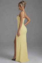 Isla | Elegant Bodycon Slip Maxi Dress | Open Back & Leg Split Glam